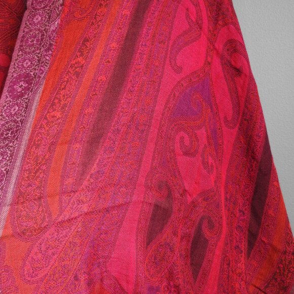 Stunning Red and Purple Paisley Designed Oversized Scarf - Picture 5 of 10